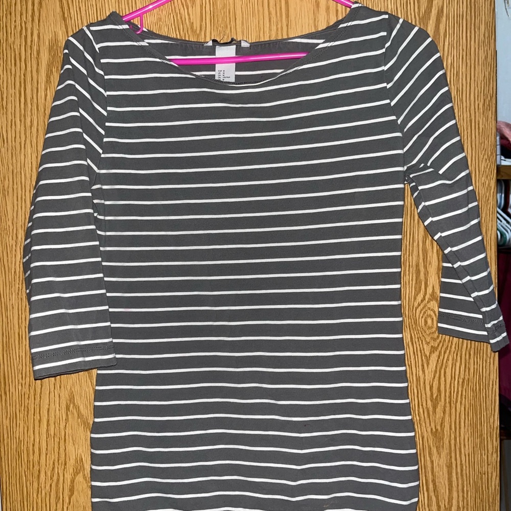 Striped Gray and White Women's Top